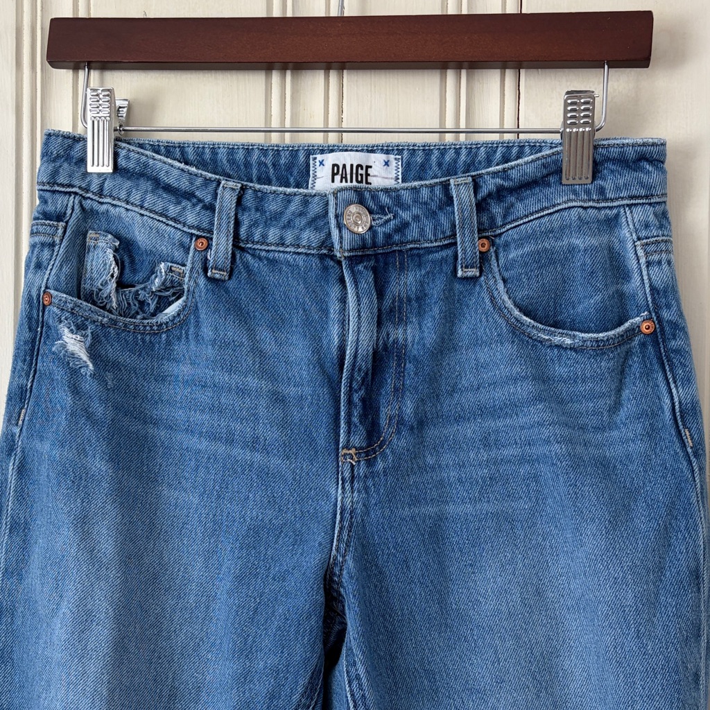 Paige Noella Sledge Destructed Light Blue Jeans Size 26 W